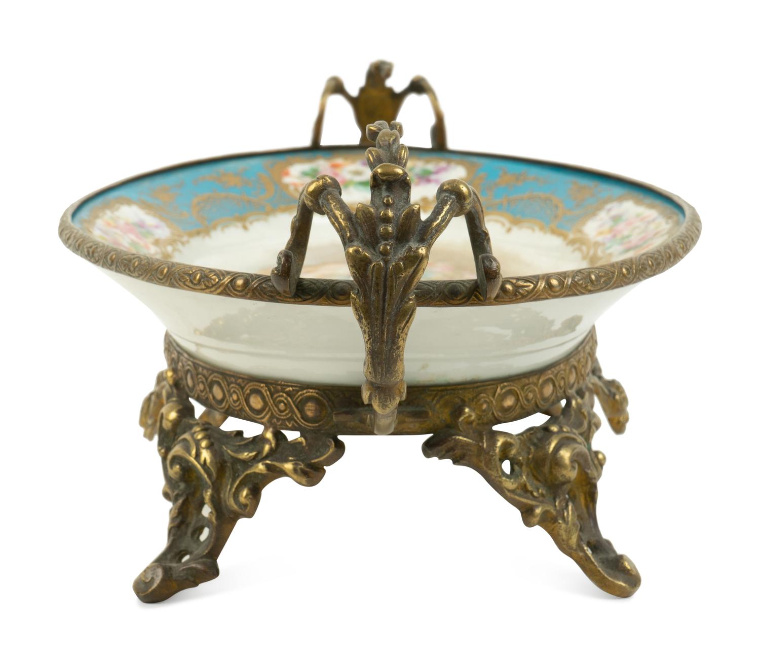 A Sèvres Style Gilt Metal Mounted Porcelain Tray — 19TH CENTURY