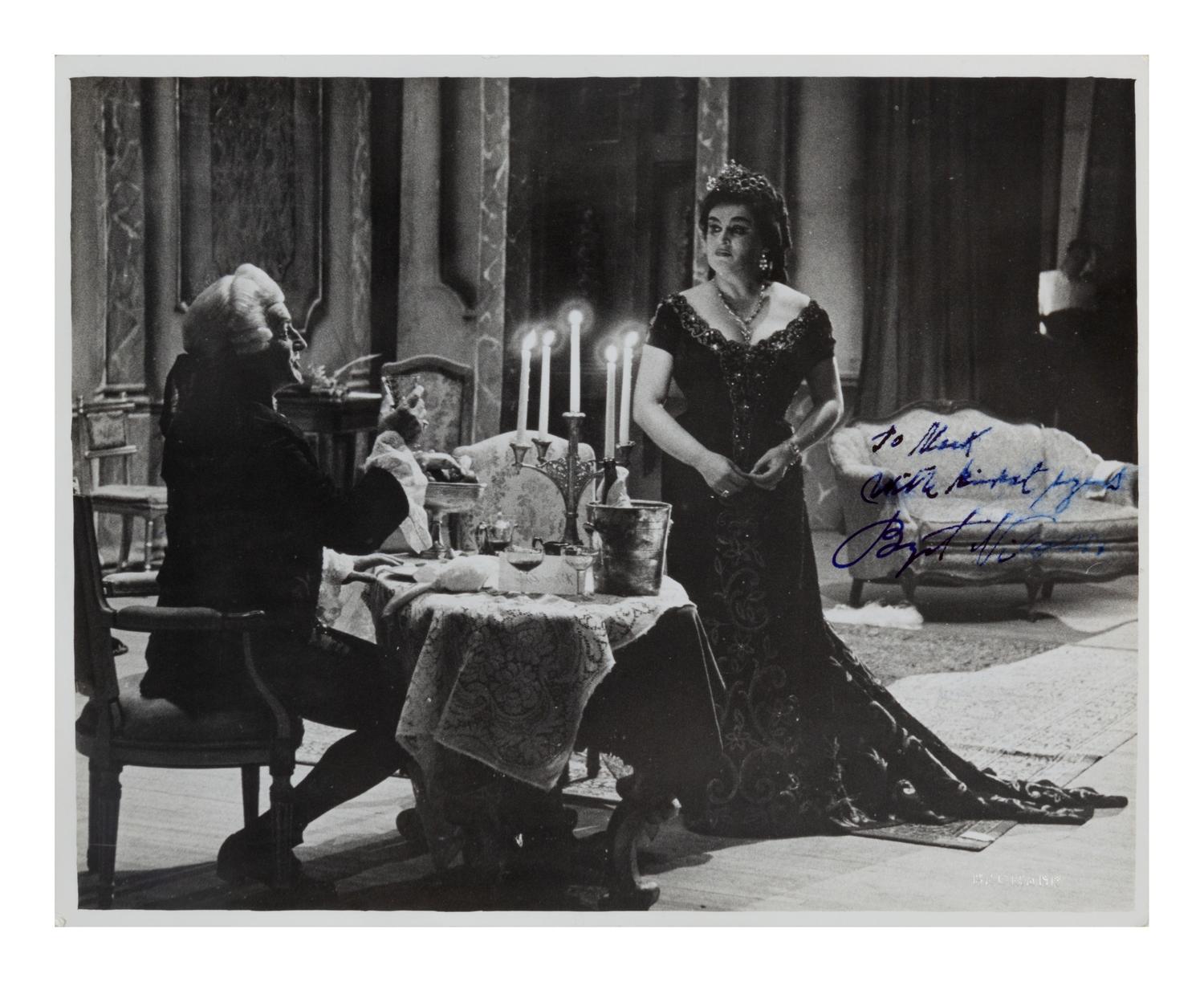 [20TH-CENTURY OPERA SINGERS]. A group of 6 photographs or photographic prints of opera singers from the 1950s-1960s, most signed and inscribed, comprising images of: