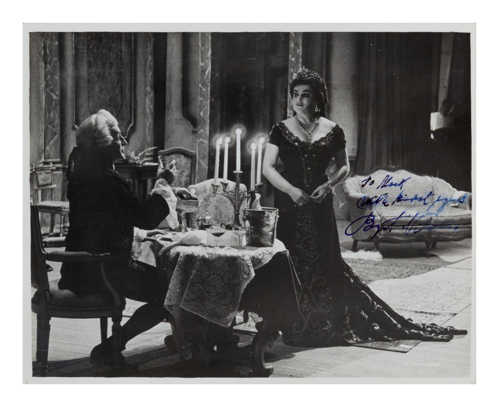 [20TH-CENTURY OPERA SINGERS]. A group of 6 photographs or photographic prints of opera singers from the 1950s-1960s, most signed and inscribed, comprising images of: