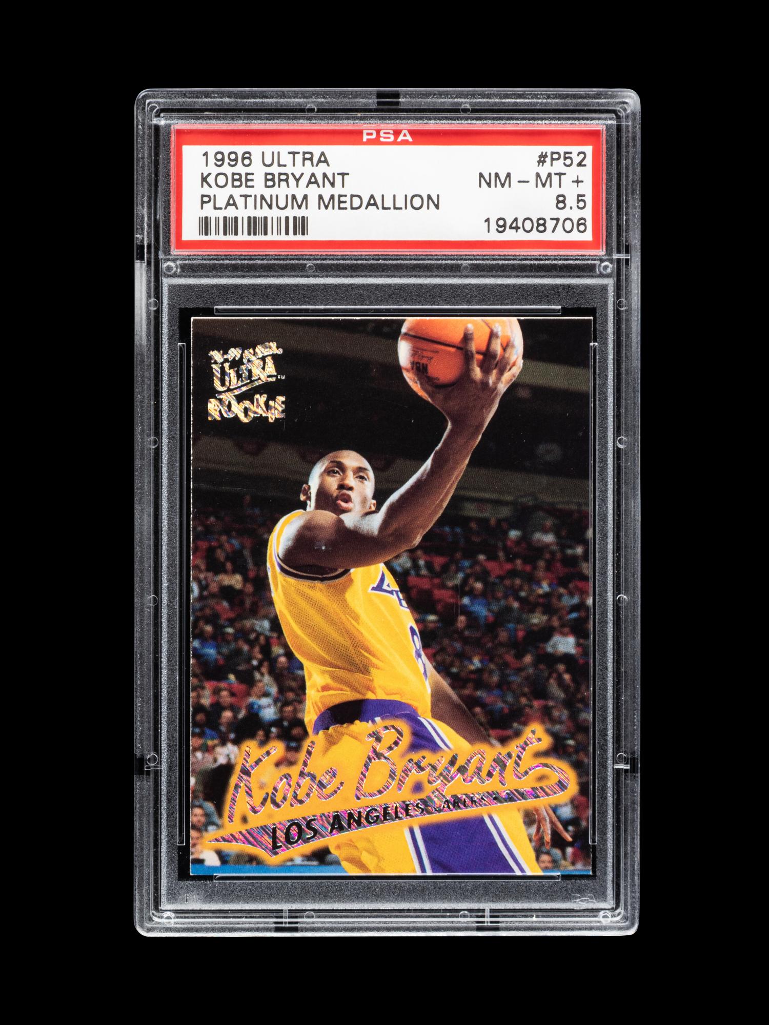 A 1996-97 Fleer Ultra Platinum Medallion Kobe Bryant Rookie Basketball Card No. P52 (PSA 8.5 NM-MT+),