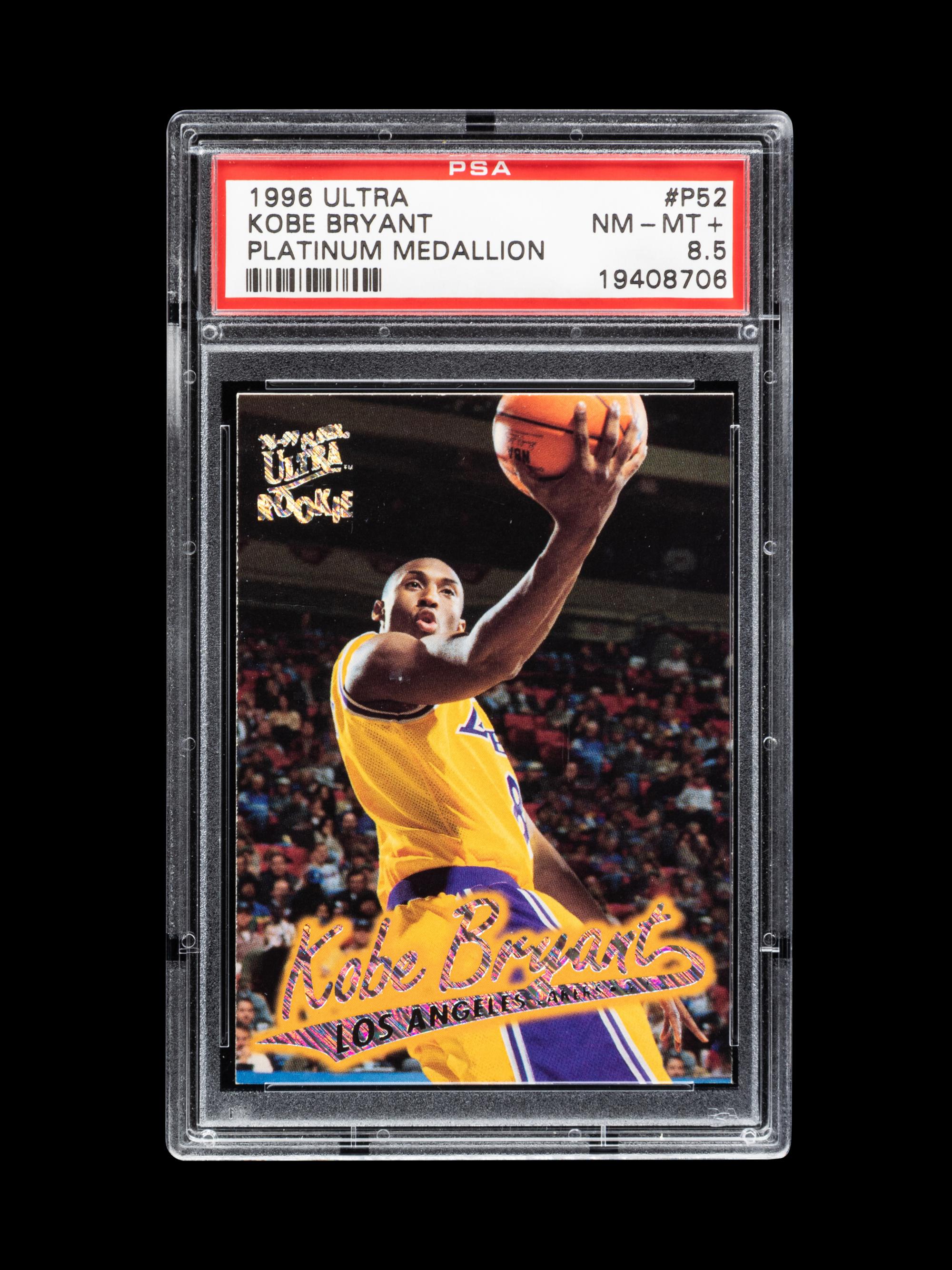 A 1996-97 Fleer Ultra Platinum Medallion Kobe Bryant Rookie Basketball Card No. P52 (PSA 8.5 NM-MT+),