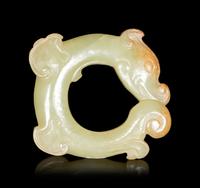 A Yellow Jade Dragon-Form Pendant