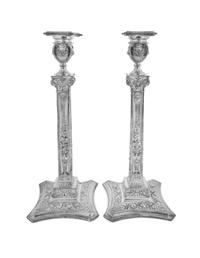A Pair of Victorian Silver-Plate Candlesticks
