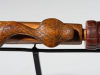 Western Great Lakes Catlinite Pipe Bowl, with Figural Stem