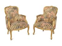 A Pair of Louis XV Style Giltwood Bergeres — 20TH CENTURY