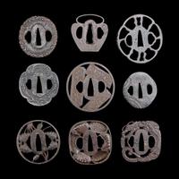 A Group of nine Japanese iron tsuba 日本铁制刀镡一组九件 Edo-Meiji period ?????