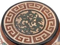 A Pair of Japanese Polychrome Enameled Earthenware Garden Seats