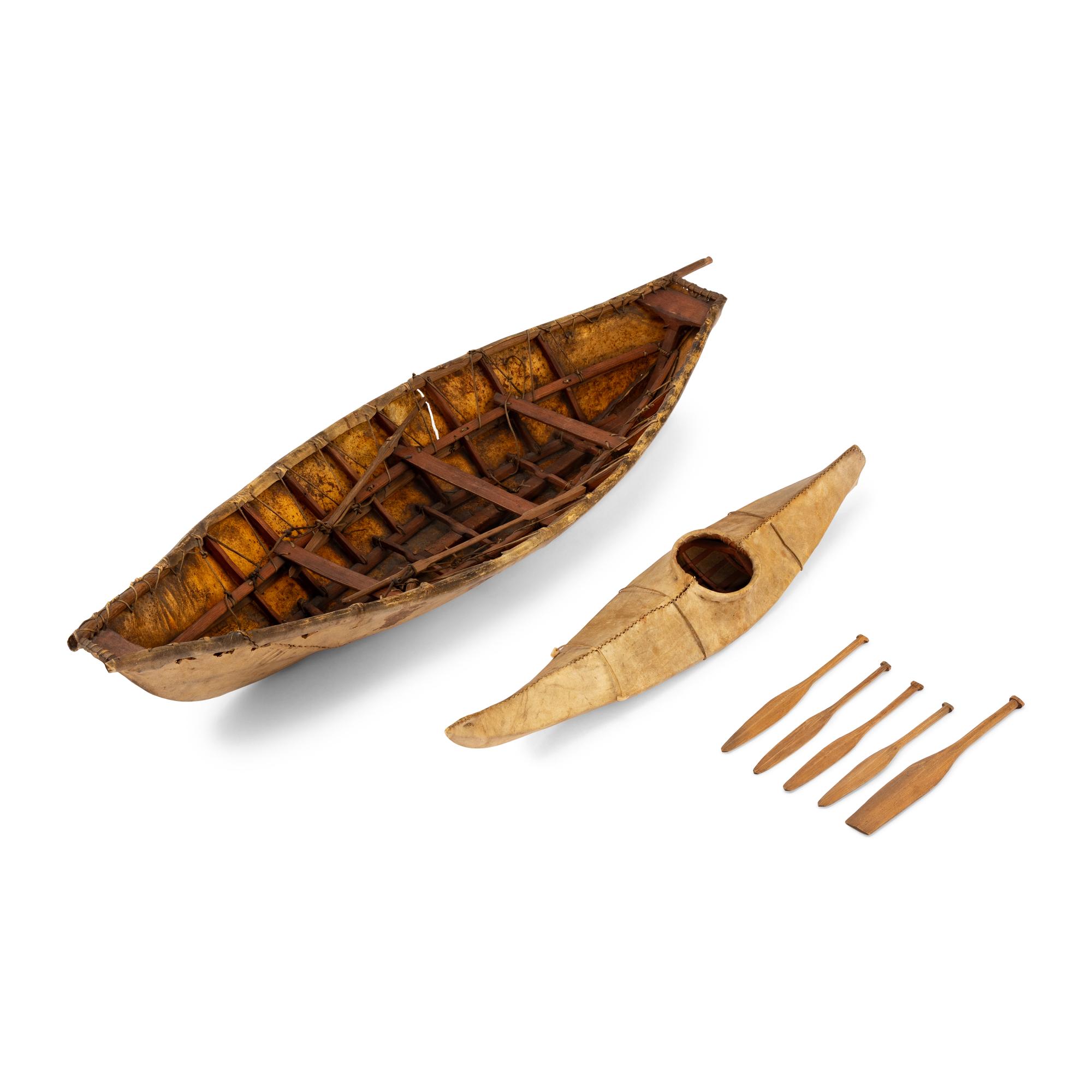 Yup'ik Model Kayak and Greenlandic Umiak