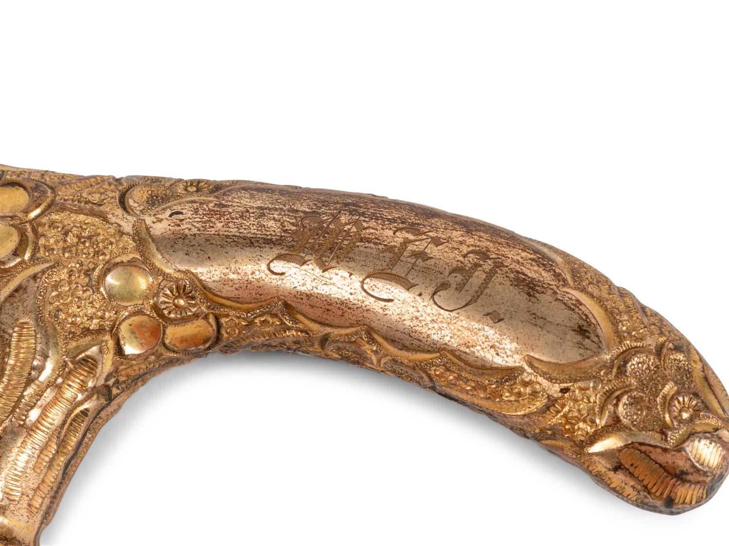 Three French Brass and Mother-of-Pearl Parasol Handles Mounted as Looking Glasses