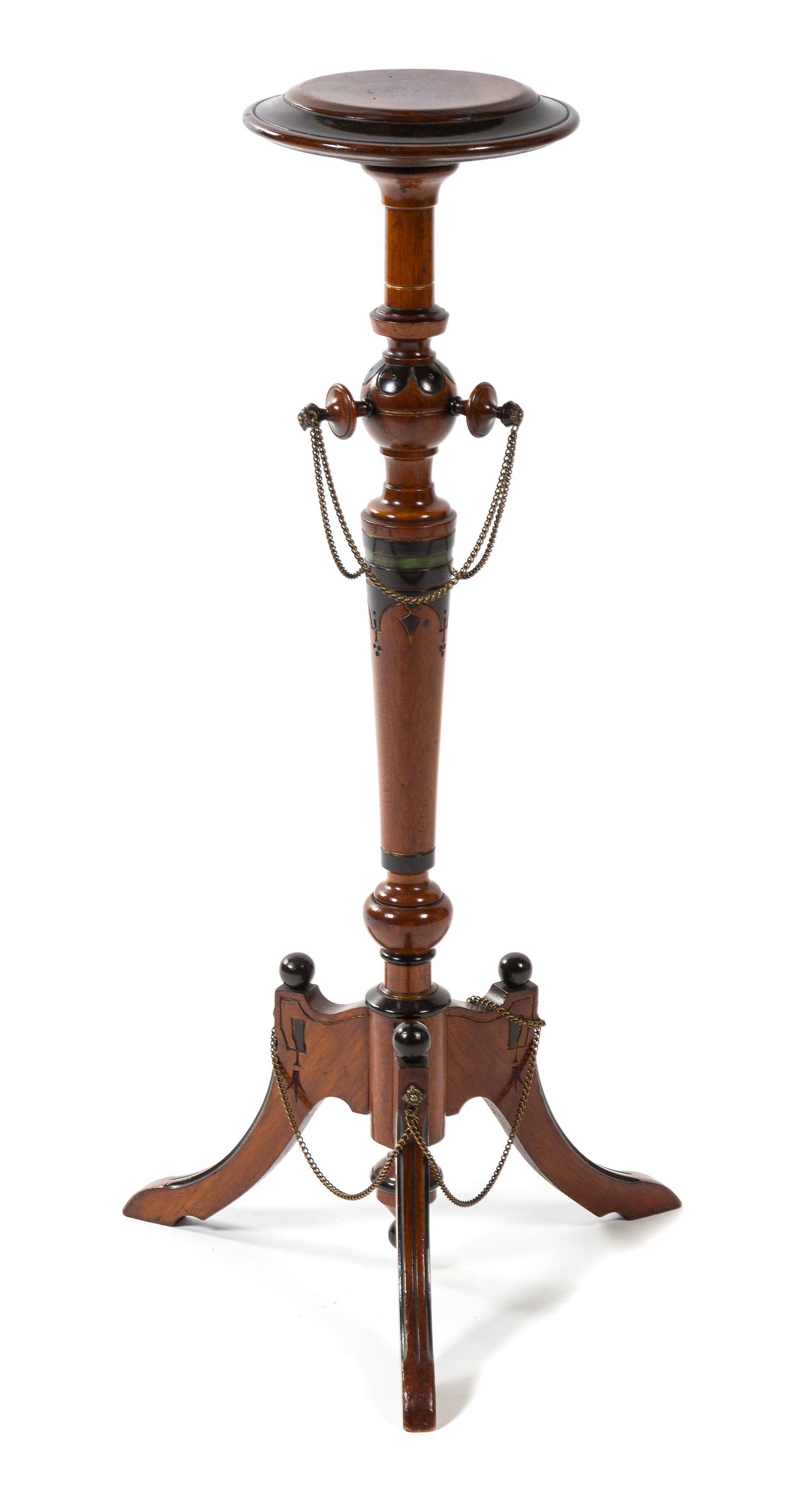A Late Victorian Part Ebonized Mahogany Pedestal Height 36 inches.