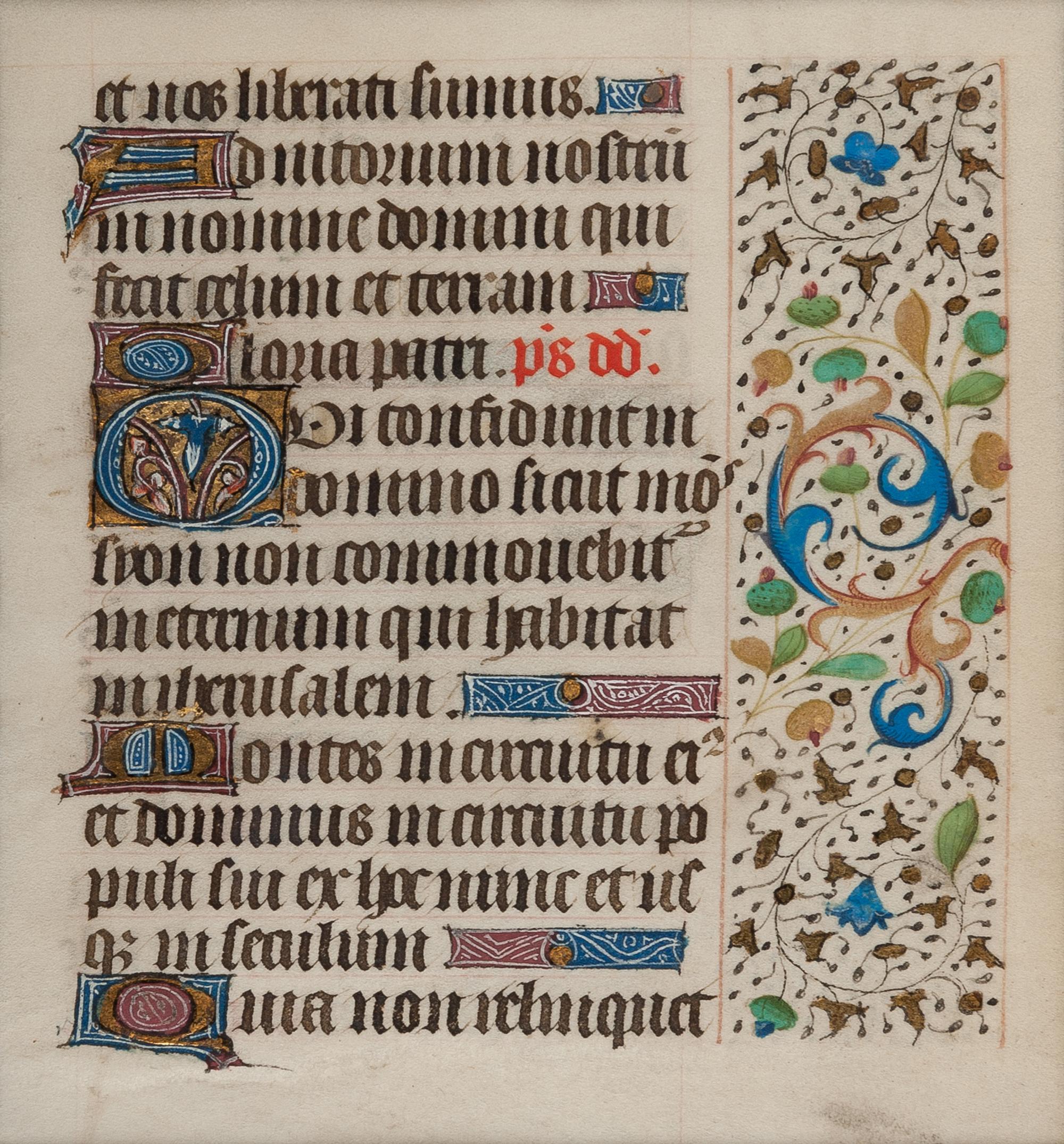 [MANUSCRIPT LEAVES -- BIBLES]. A group of 4 manuscript leaves on vellum, matted together, comprising: