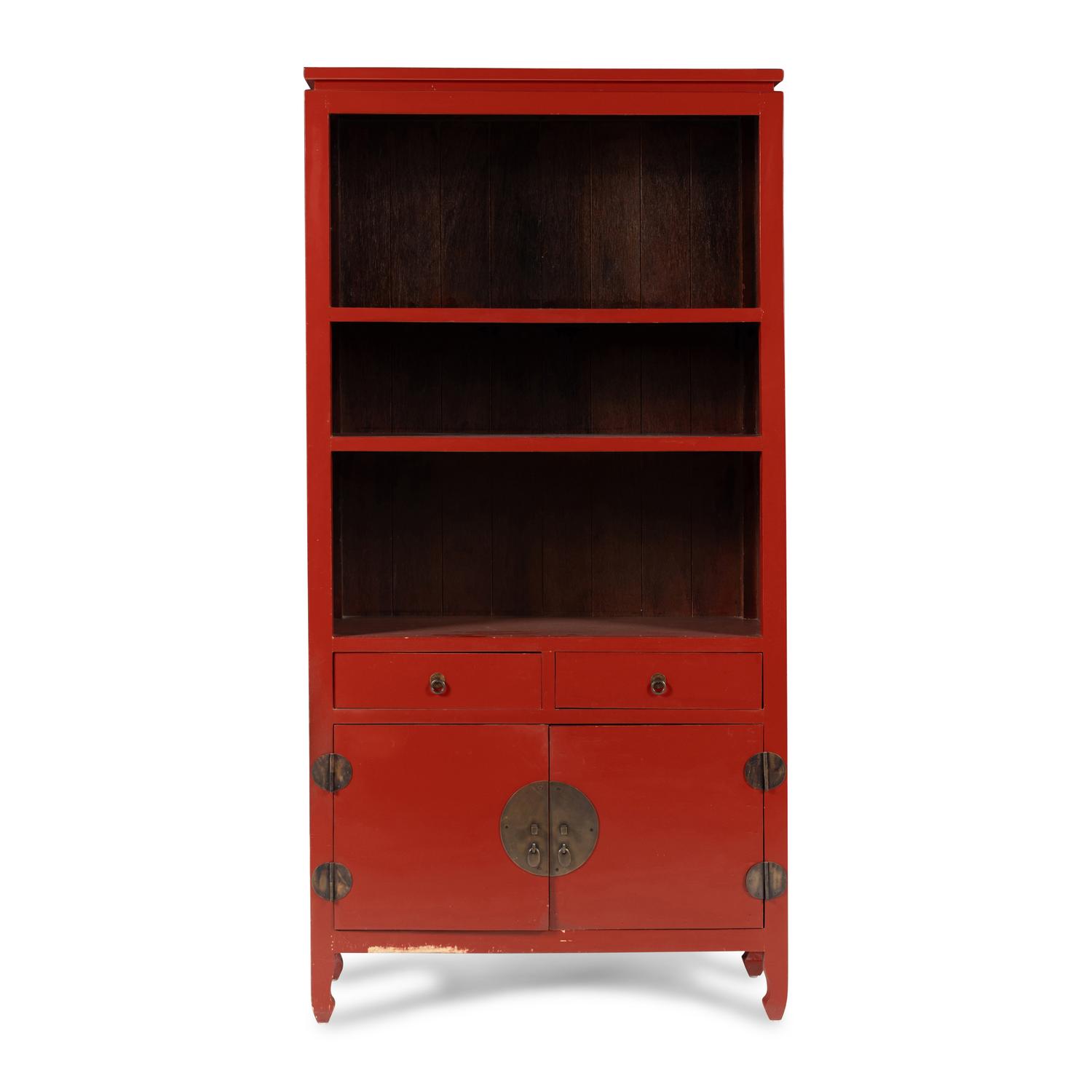 A Chinese Red-Painted Bookcase