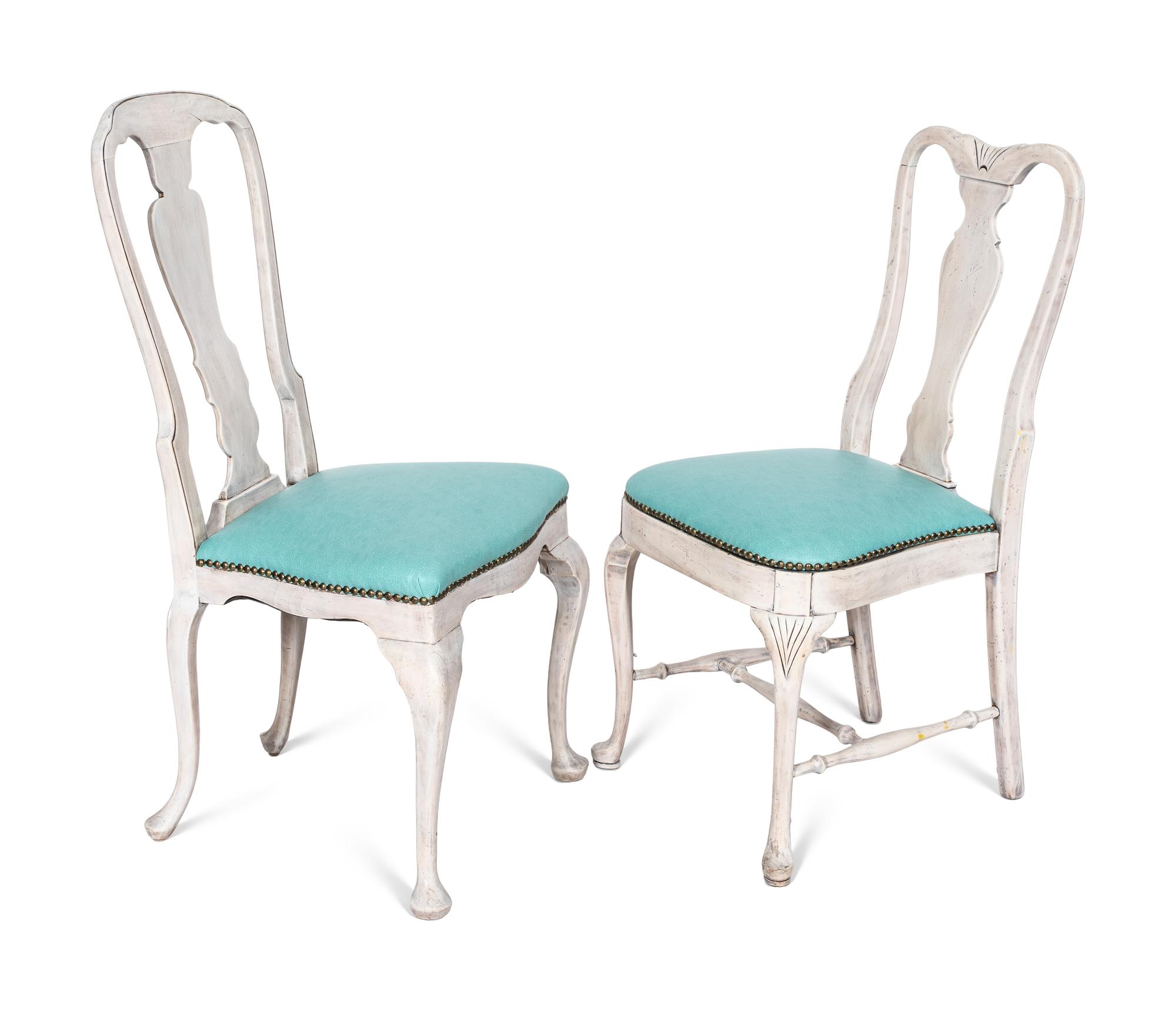 An Assembled Set of Four Gustavian Style Gray-Painted Dining Chairs