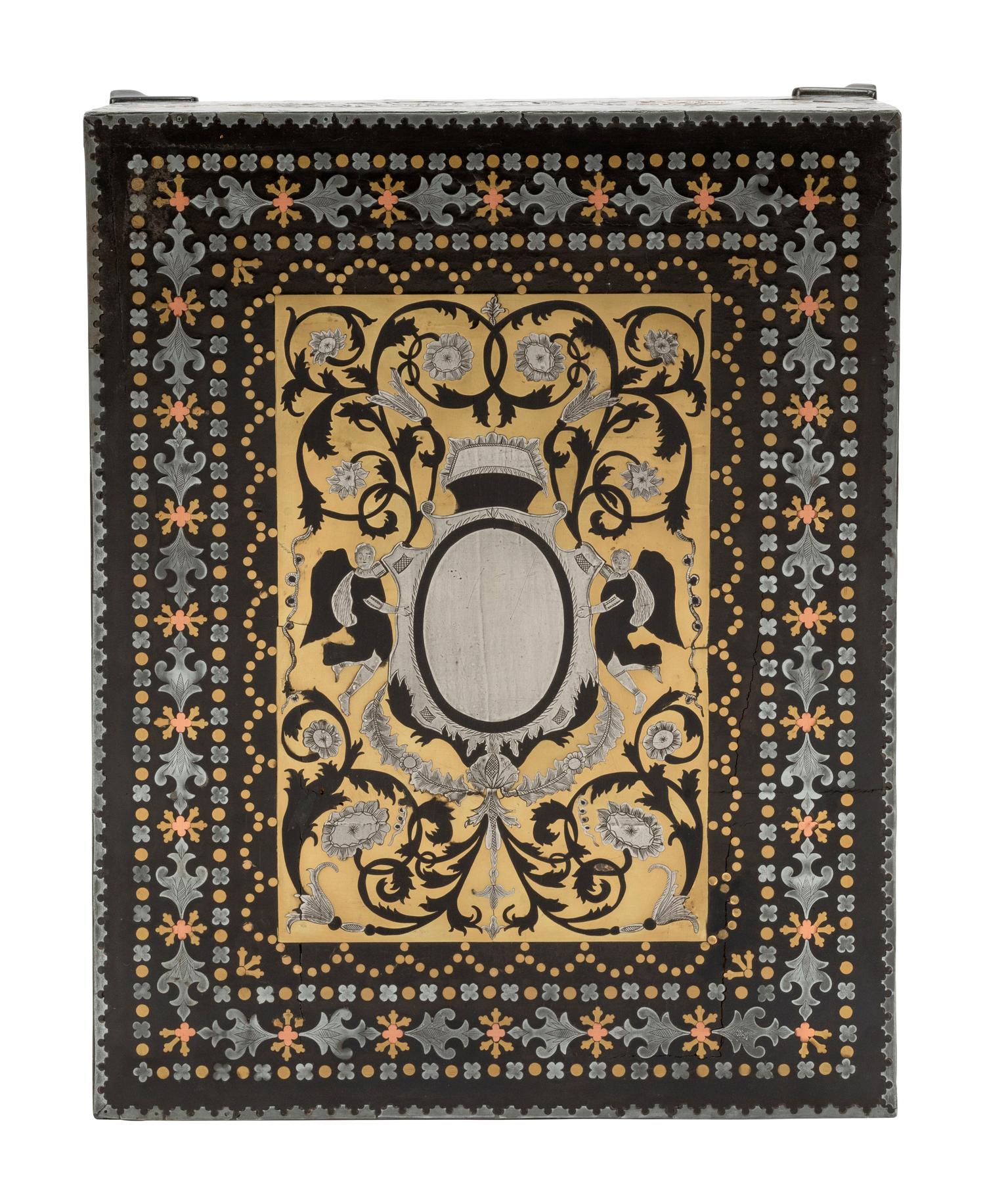 A French Brass and Pewter Inlaid Box