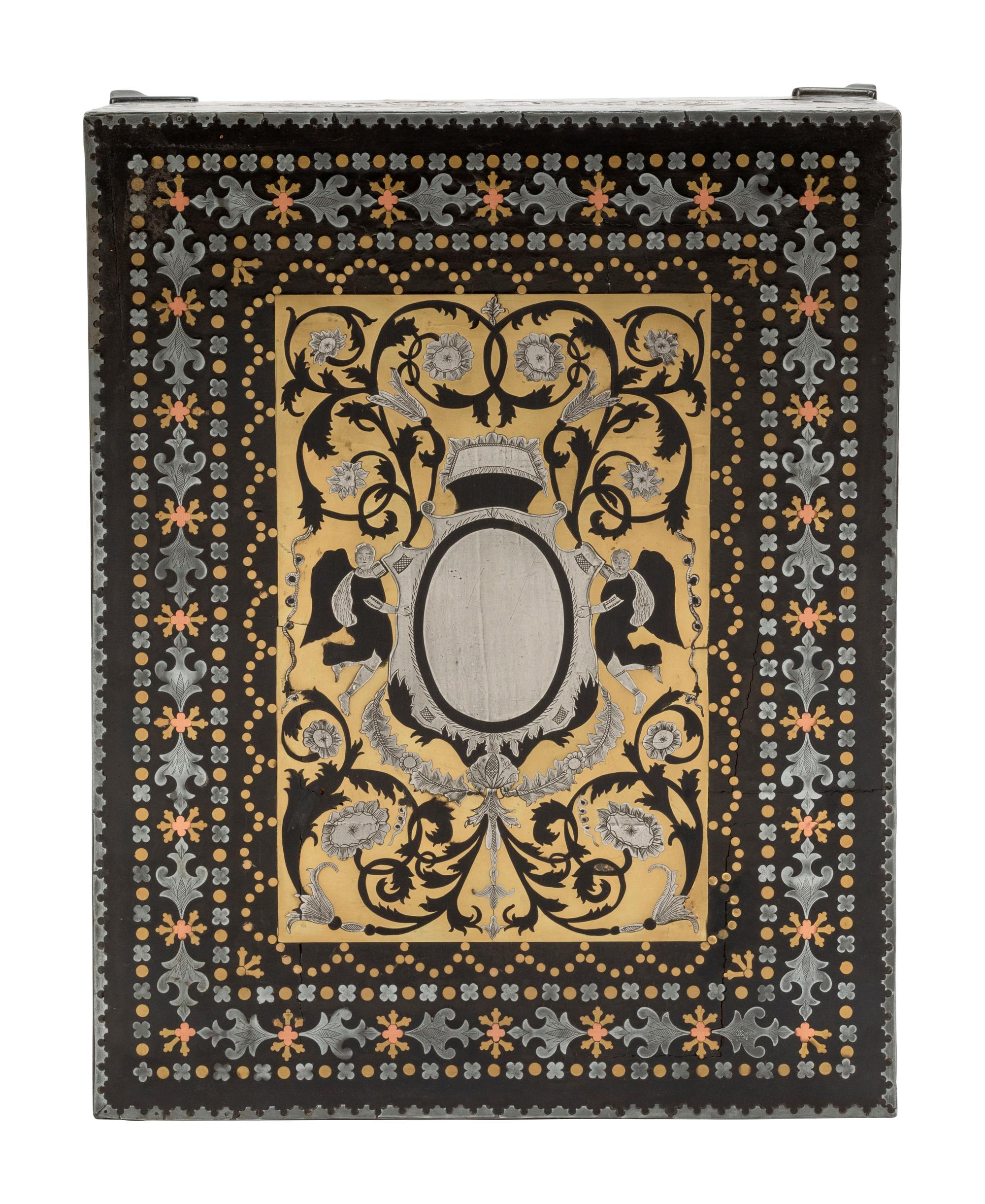 A French Brass and Pewter Inlaid Box