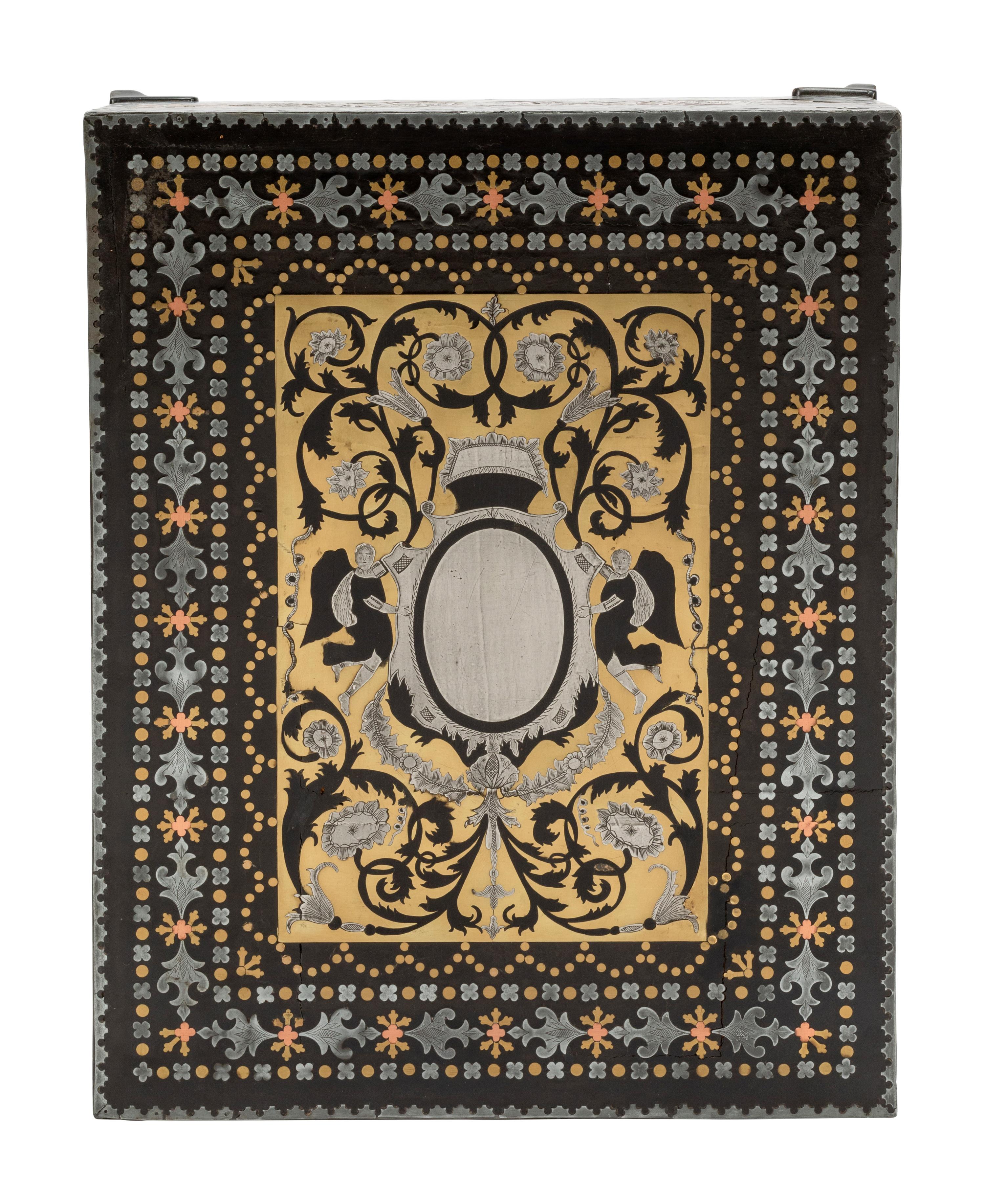 A French Brass and Pewter Inlaid Box
