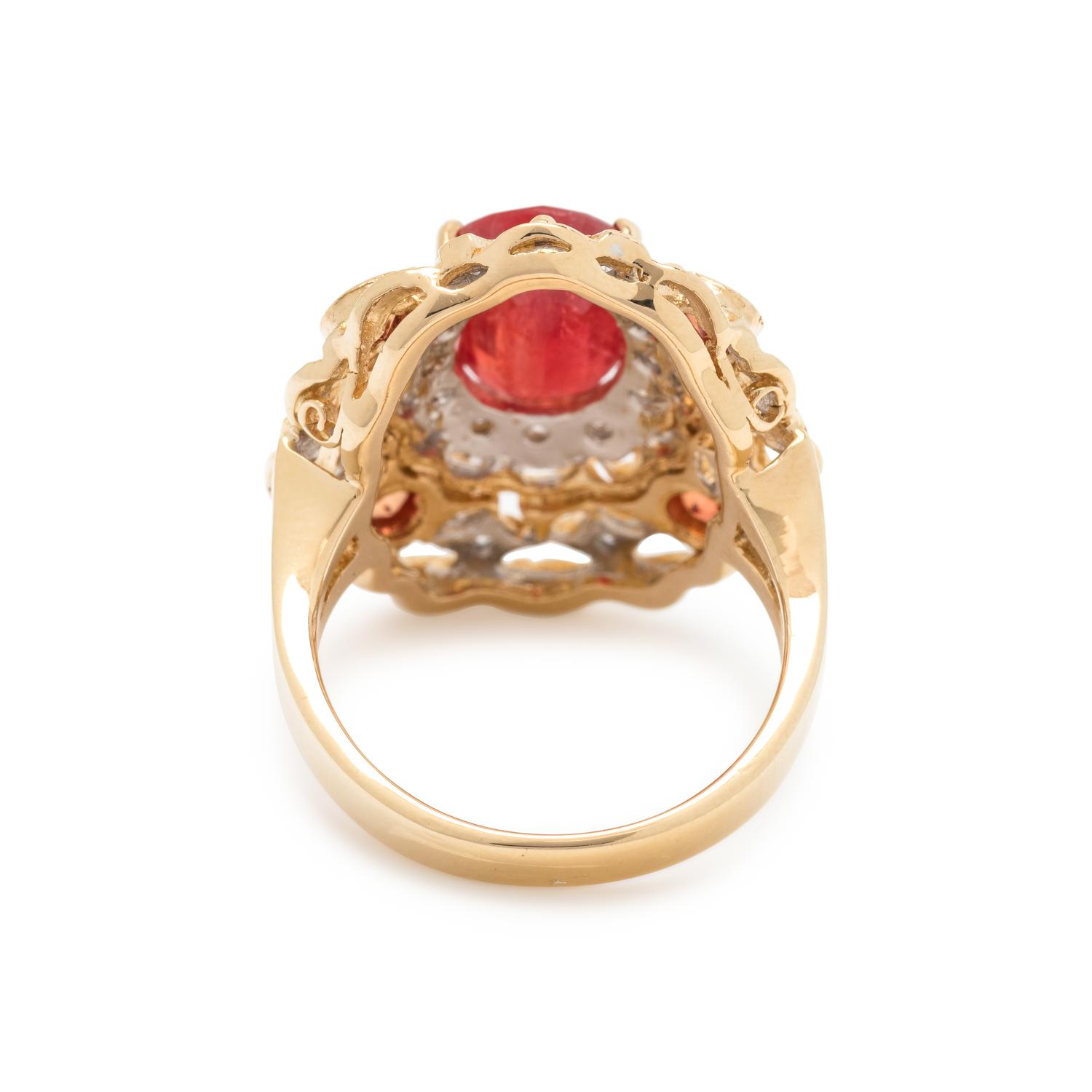 ORANGE SAPPHIRE AND DIAMOND RING
