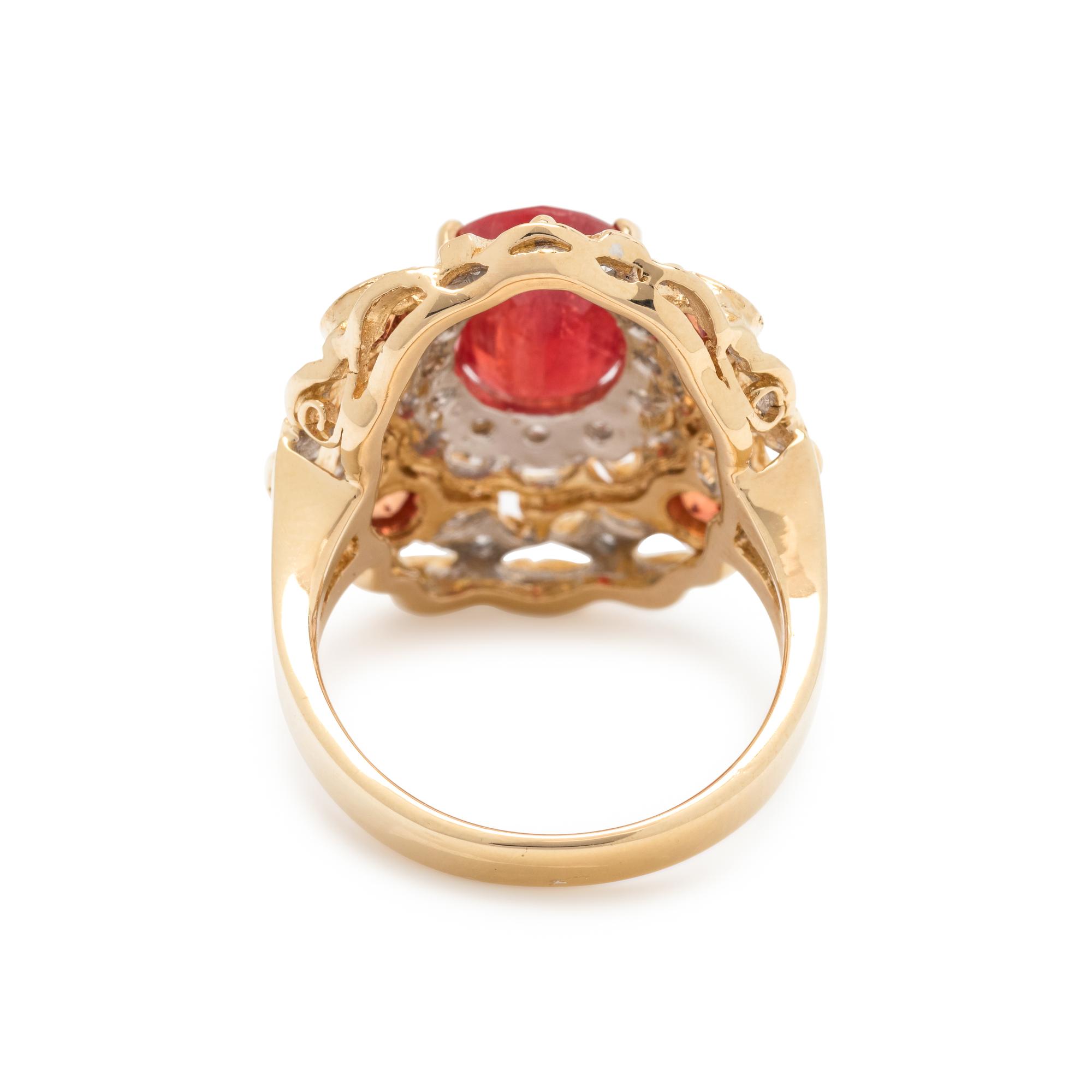 ORANGE SAPPHIRE AND DIAMOND RING