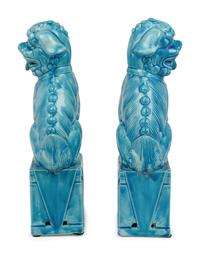 A Pair of Chinese Porcelain Temple Guardian Figures