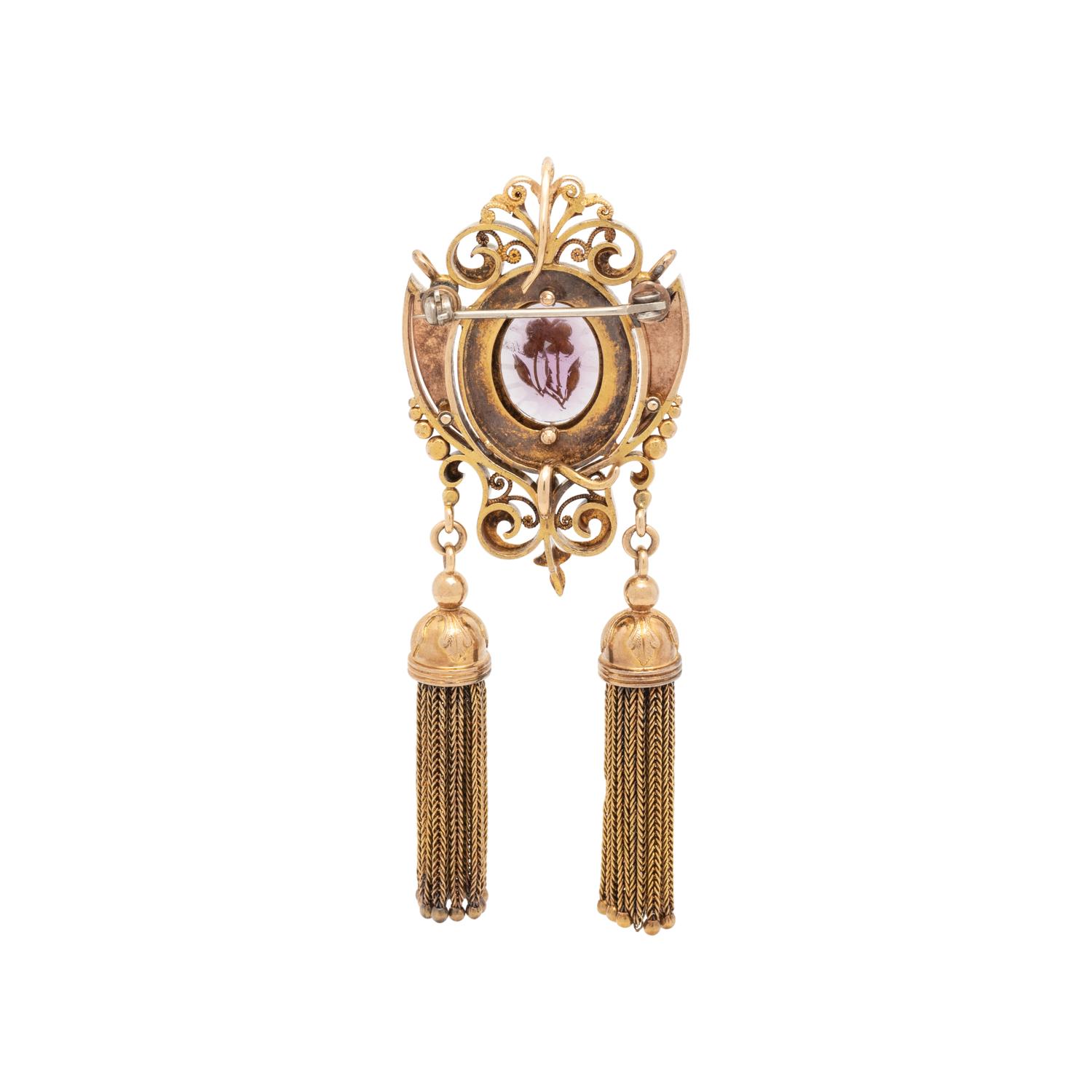 VICTORIAN, AMETHYST TASSEL PENDANT/BROOCH