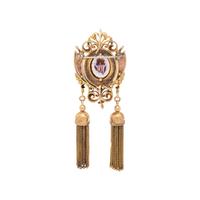 VICTORIAN, AMETHYST TASSEL PENDANT/BROOCH
