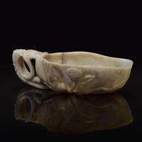 A Chinese creamy-white jade "Lotus Leaf" coupe 白玉荷叶形水盂 Ming/Qing dynasty ???