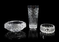 Waterford, two cut glass table articles, comprising a vase and an ash receiver, together with an unmarked ash receiver