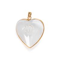 STEUBEN, GLASS AND YELLOW GOLD HEART PENDANT