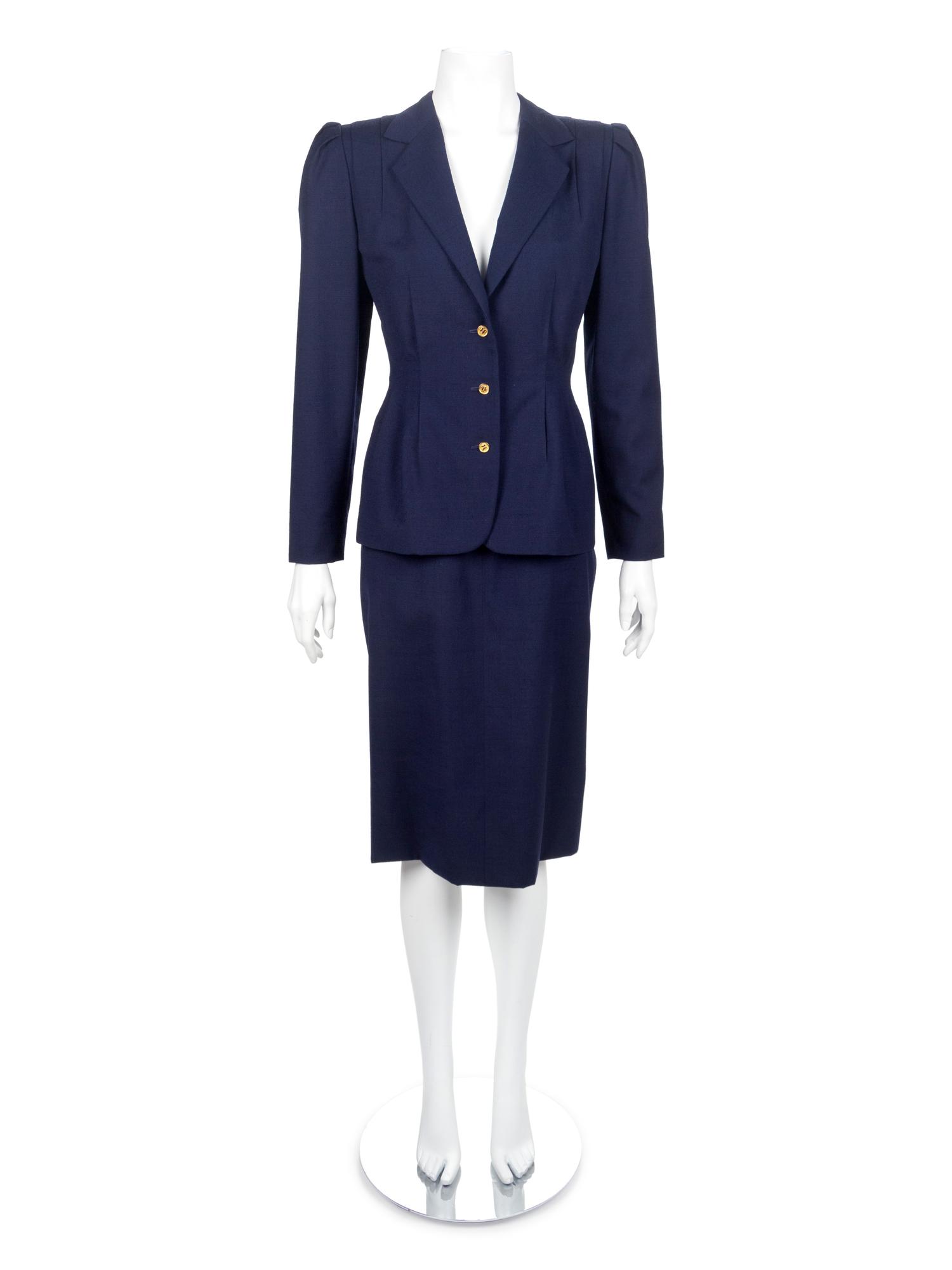 One Bill Blass Dress and Jacket, One Galanos Skirt Suit, and One Koos Ven den Akker Skirt Suit, 1970s-1980s — Sold to benefit the Art Acquisition Fund at the Indianapolis Museum of Art at Newfield.