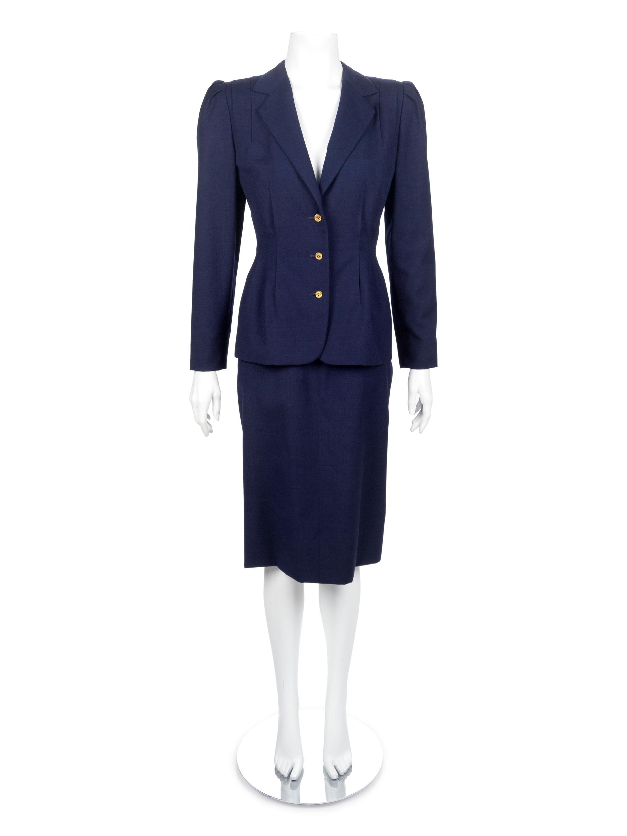 One Bill Blass Dress and Jacket, One Galanos Skirt Suit, and One Koos Ven den Akker Skirt Suit, 1970s-1980s — Sold to benefit the Art Acquisition Fund at the Indianapolis Museum of Art at Newfield.