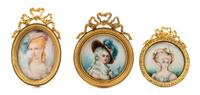 Three Continental Portrait Miniatures Height of oval example 1 3/4 x width 2 1/4 inches. — 19TH/20TH CENTURY