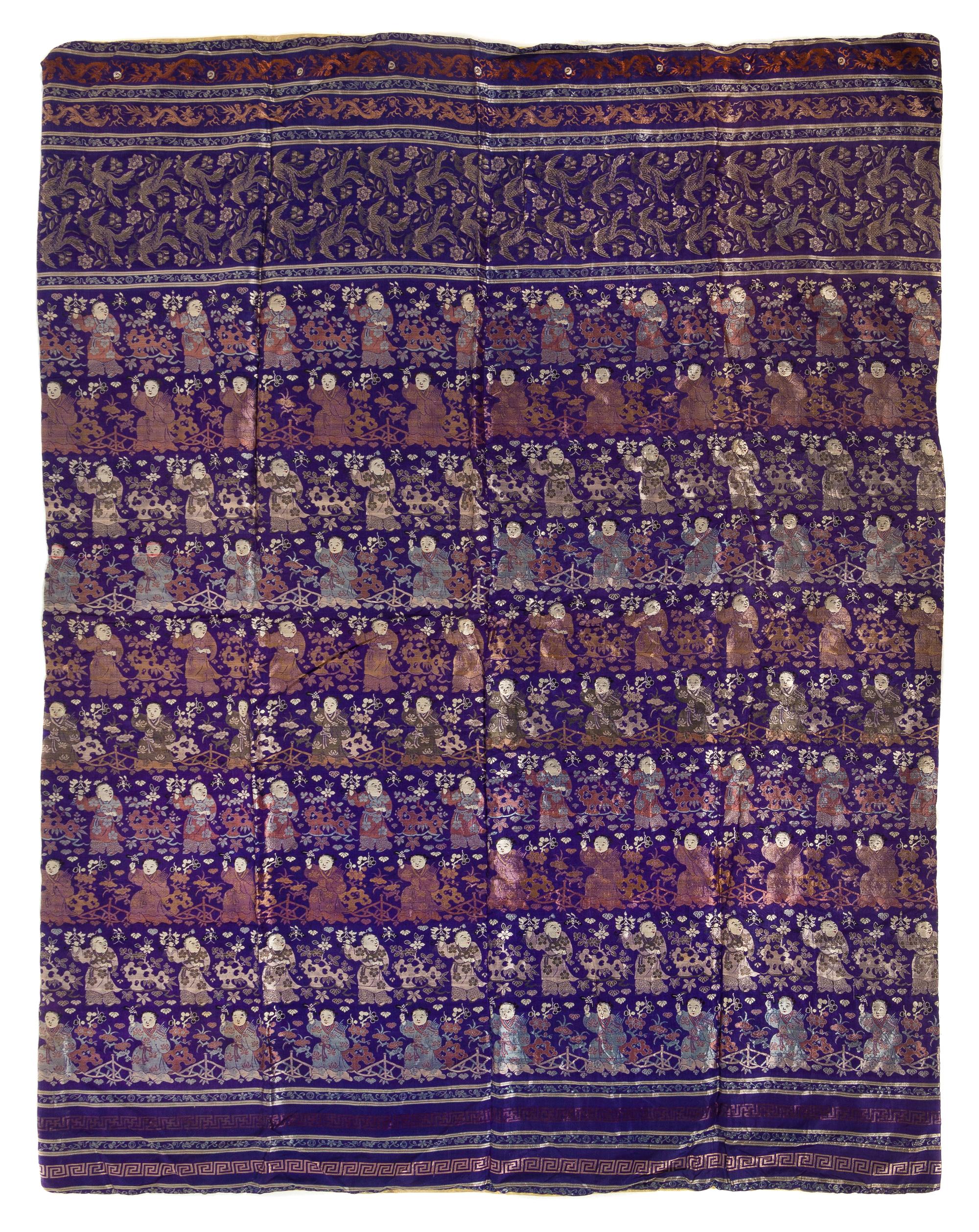 A Large Chinese Embroidered Silk Panel Length 70 x width 55 inches. — 19TH CENTURY