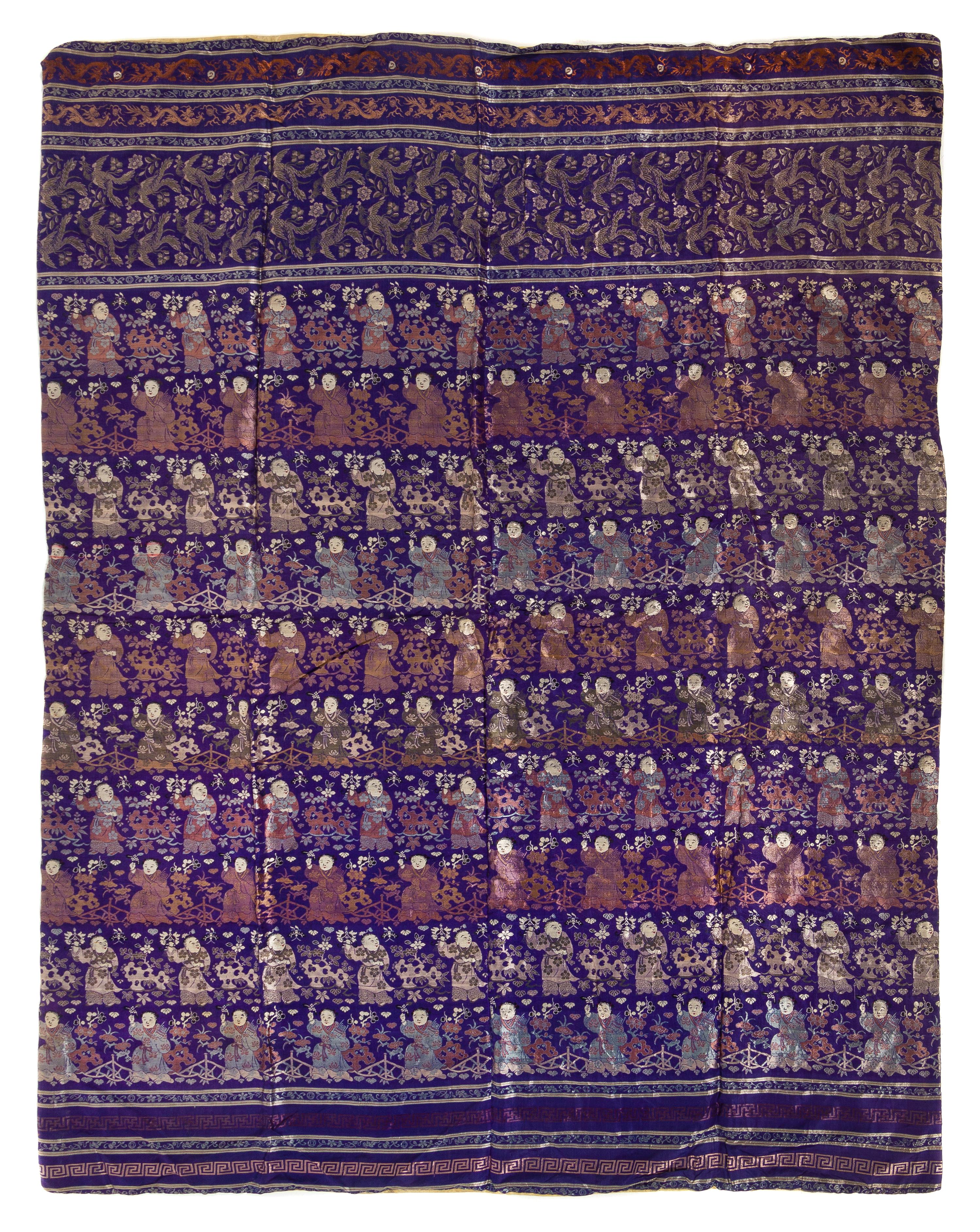 A Large Chinese Embroidered Silk Panel Length 70 x width 55 inches. — 19TH CENTURY