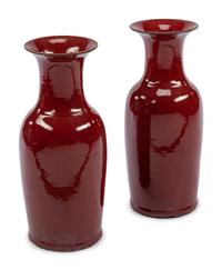 A Pair of Chinese Sang de Boeuf Porcelain Vases