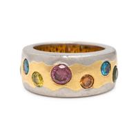 Multigem, Platinum, and Yellow Gold Ring
