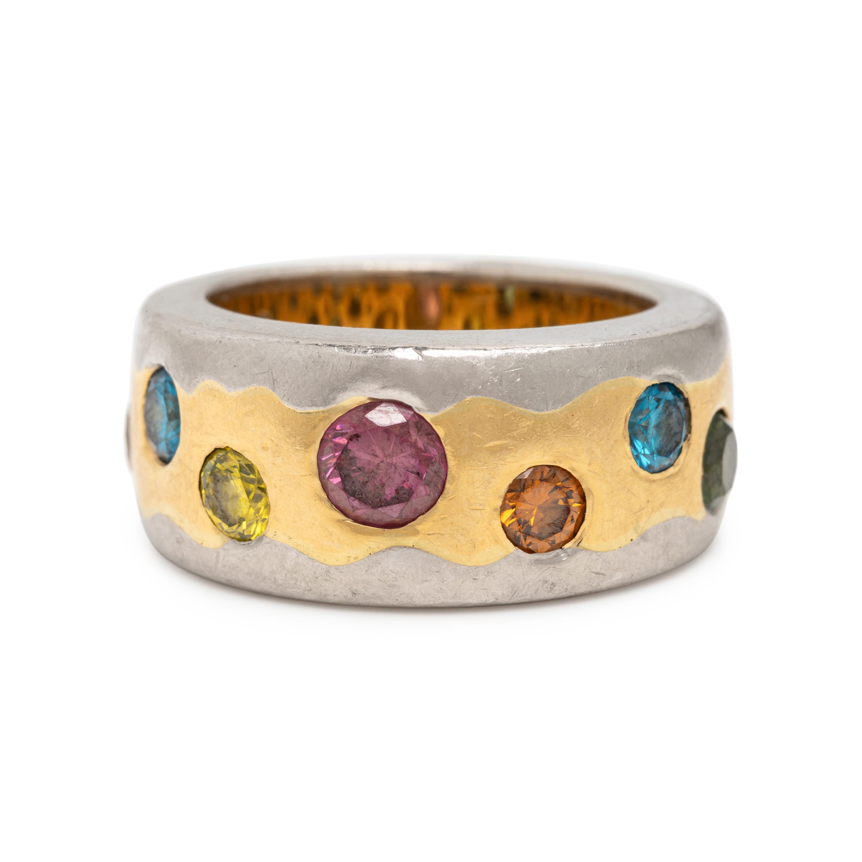 Multigem, Platinum, and Yellow Gold Ring