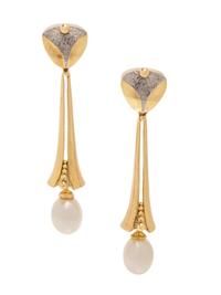 RICHARD KIMBALL, BICOLOR GOLD AND CULTURED PEARL EARRINGS