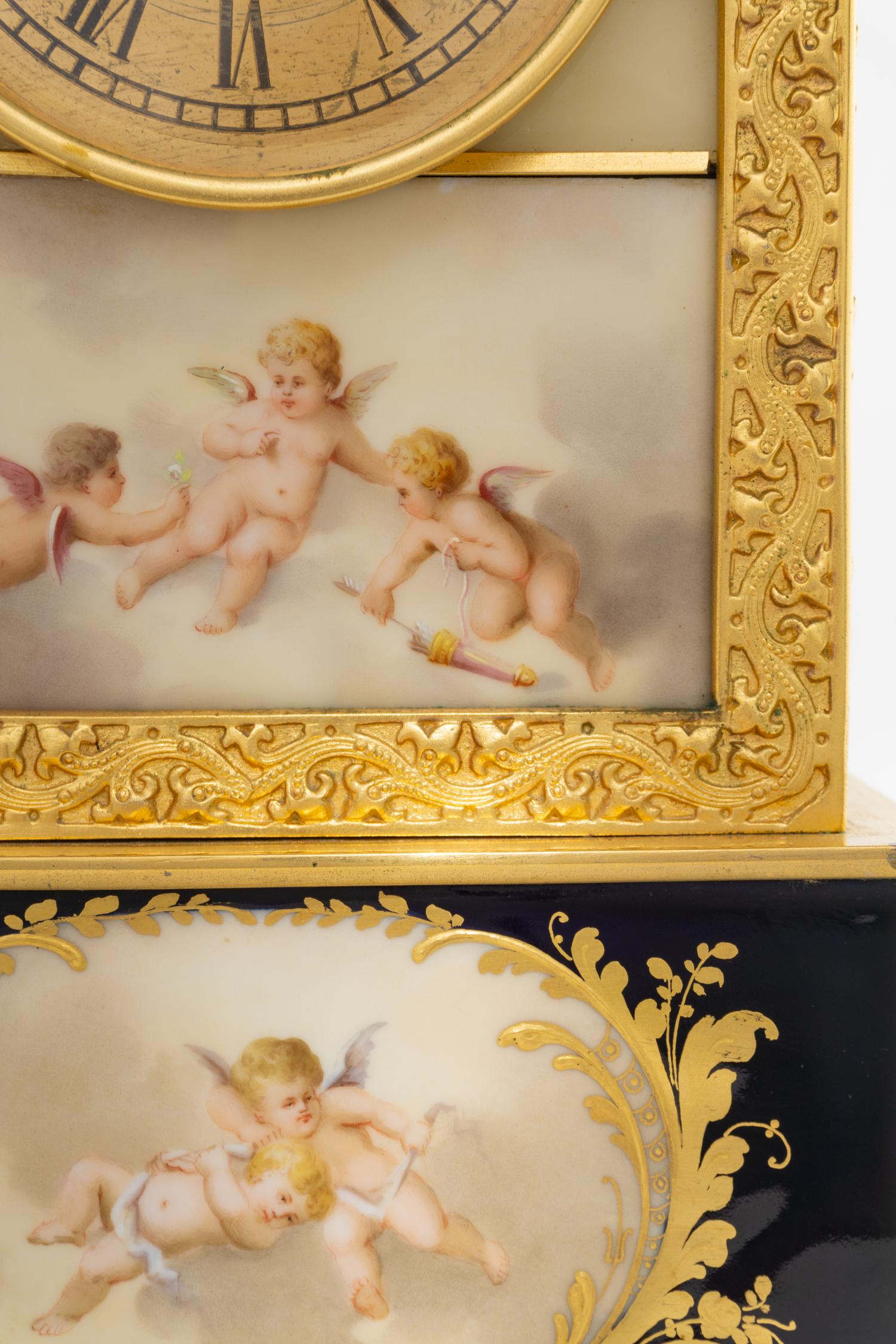 A Vienna Gilt Bronze Mounted Porcelain Clock