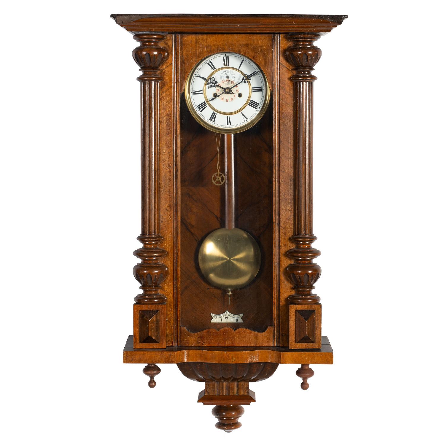 A German Mahogany Veneered Wall Clock