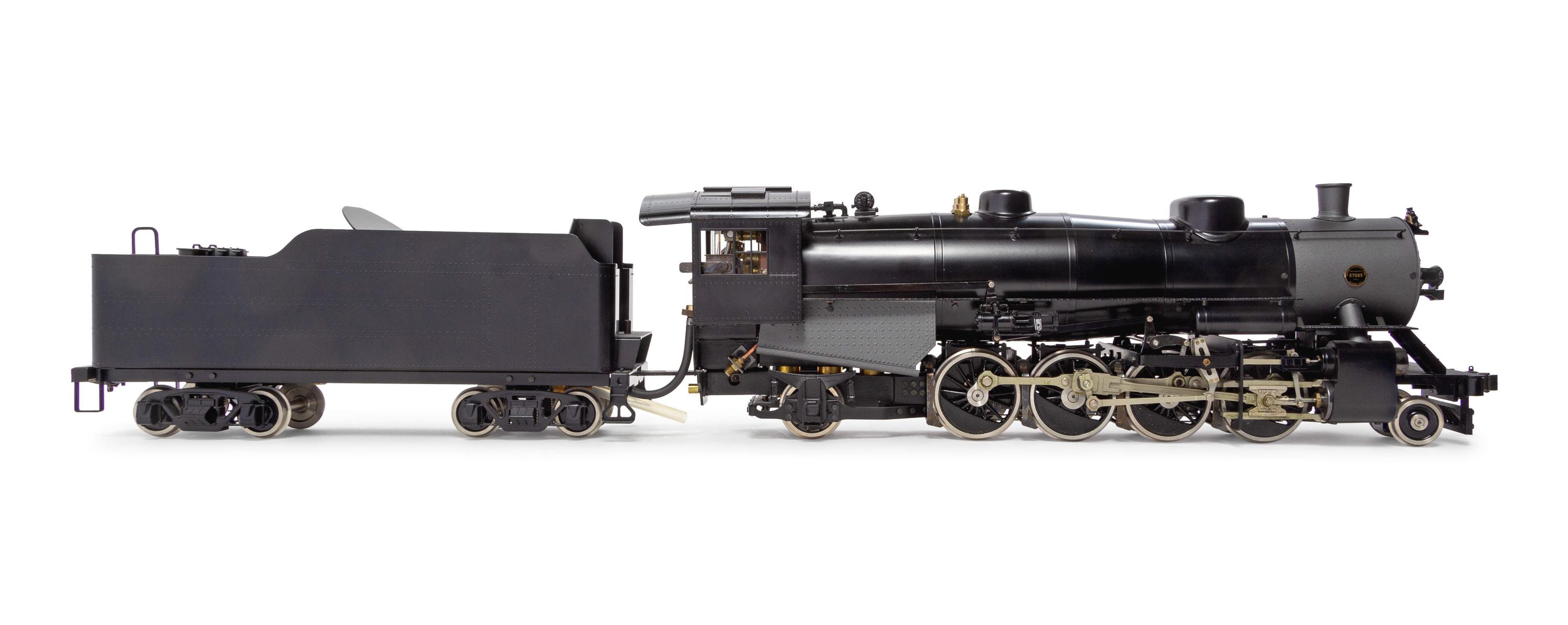 An Aster Hobby Limited Edition Polychrome 1-Gauge Baldwin Locomotive Works 2-8-2 Locomotive and Tender