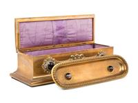 A Continental Agate-Inset Brass Box