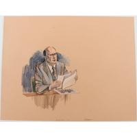 Joan Andrew, Washington Post and CNN Sketch Artist, 16 Original Sketches Documenting the 1980 Trial of Felt "Deep Throat" and Miller, Incl. Nixon and Protestors