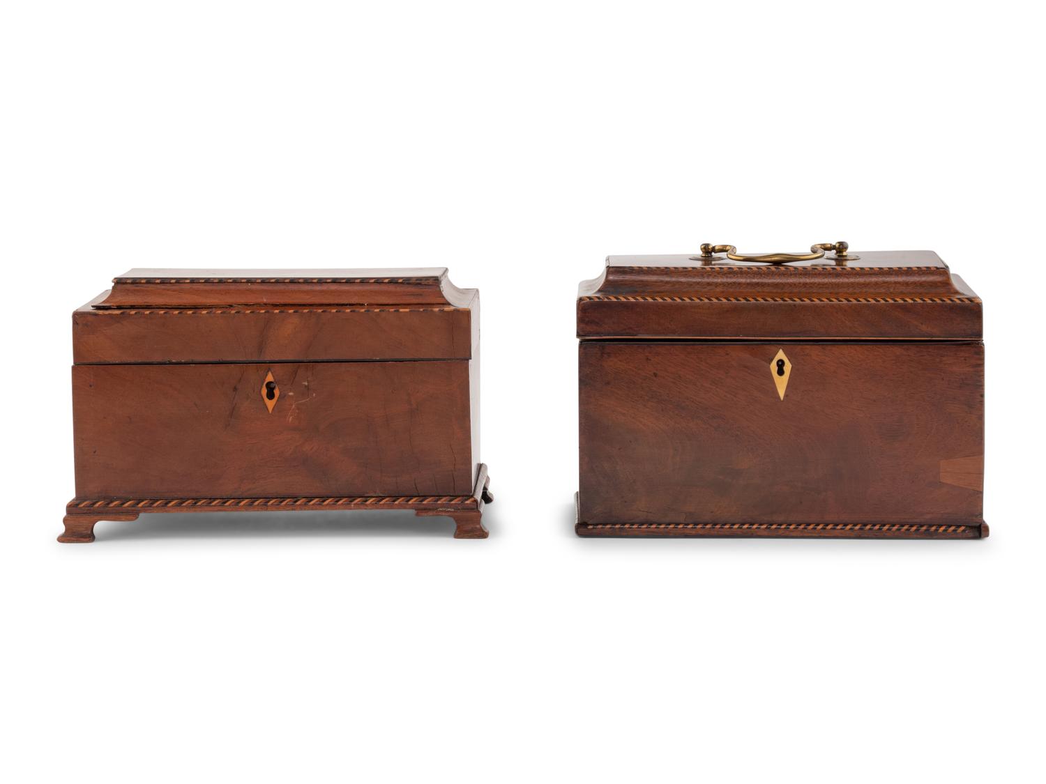 Two George III Mahogany Tea Caddies
