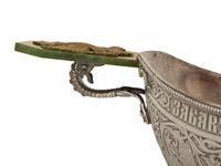 A Large Russian Silver and Jade-Mounted Kovsh