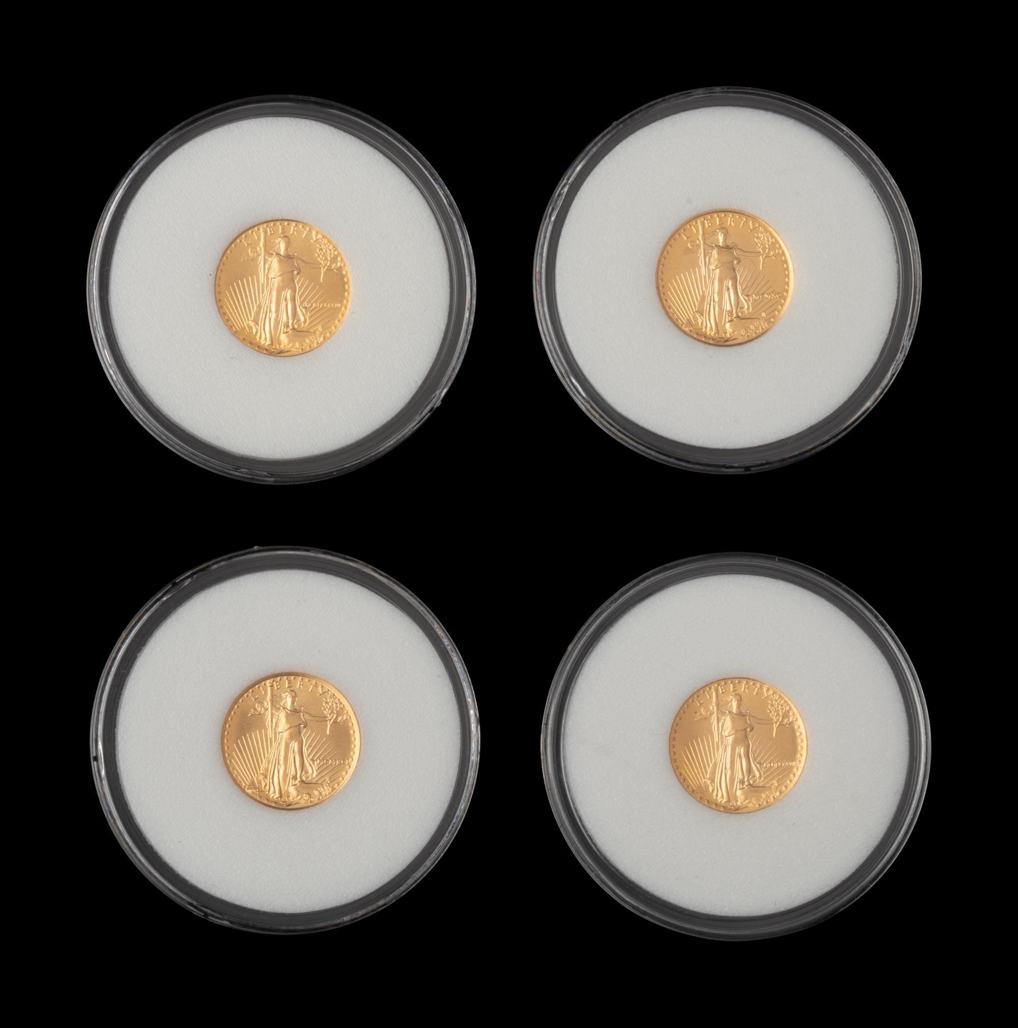 Four Gold Eagle $5 1/10 oz. Gold Coins