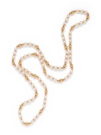 YELLOW GOLD AND CULTURED PEARL NECKLACE