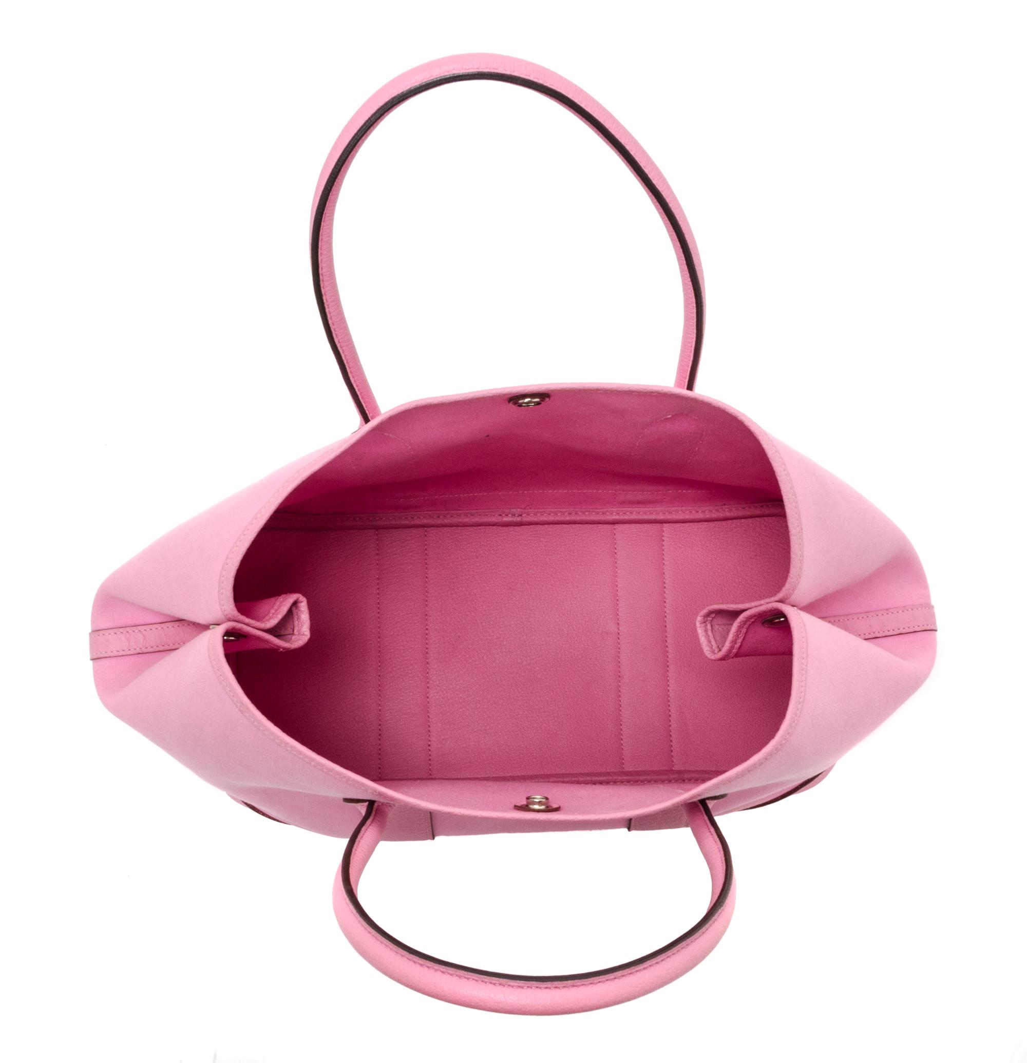 A Hermes Sakura Pink Canvas and Leather Garden Party GM Tote Bag, 14" x 10" x 6.5".