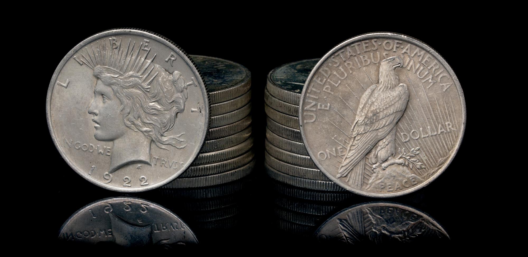 A Group of Eighteen United States 1922 Peace Silver Dollar Coins