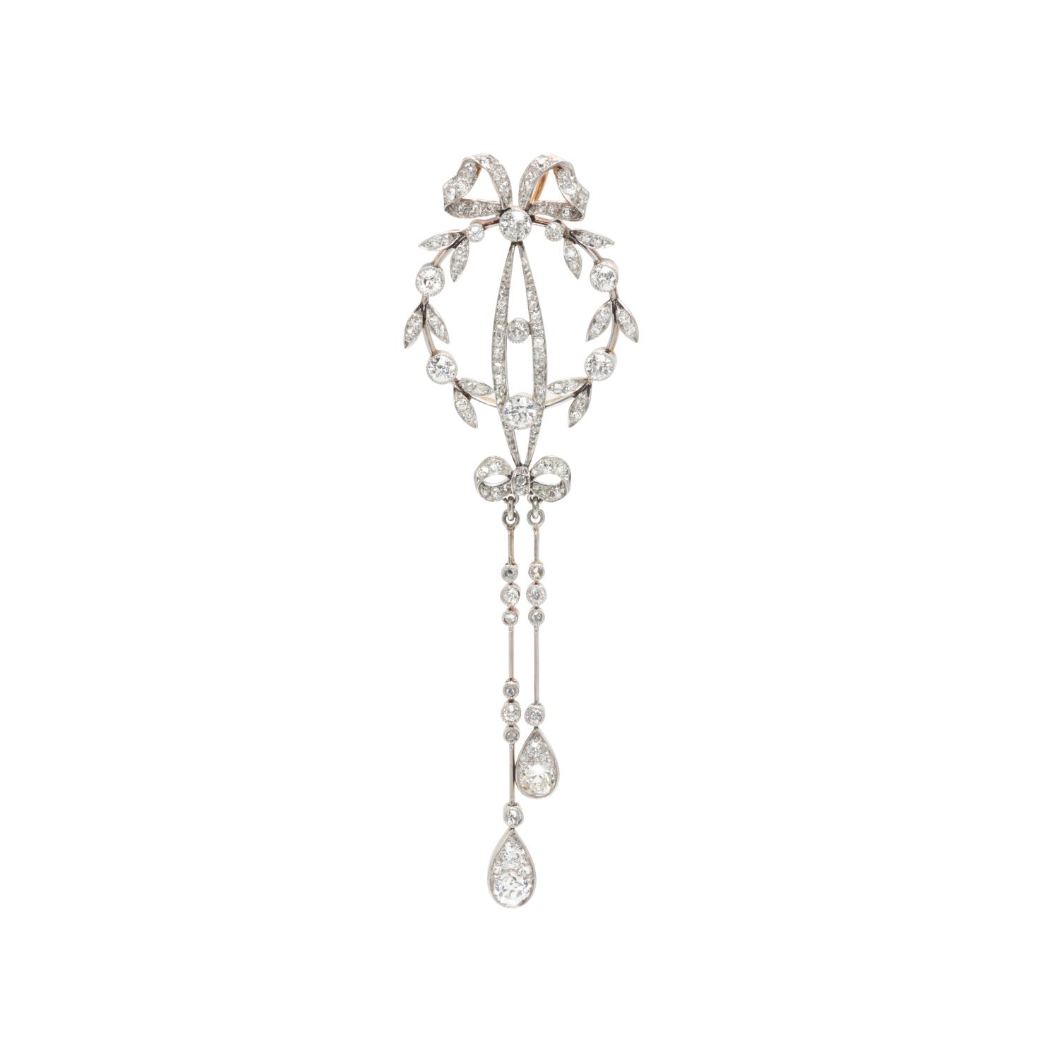 ANTIQUE, PLATINUM-TOPPED GOLD AND DIAMOND PENDANT