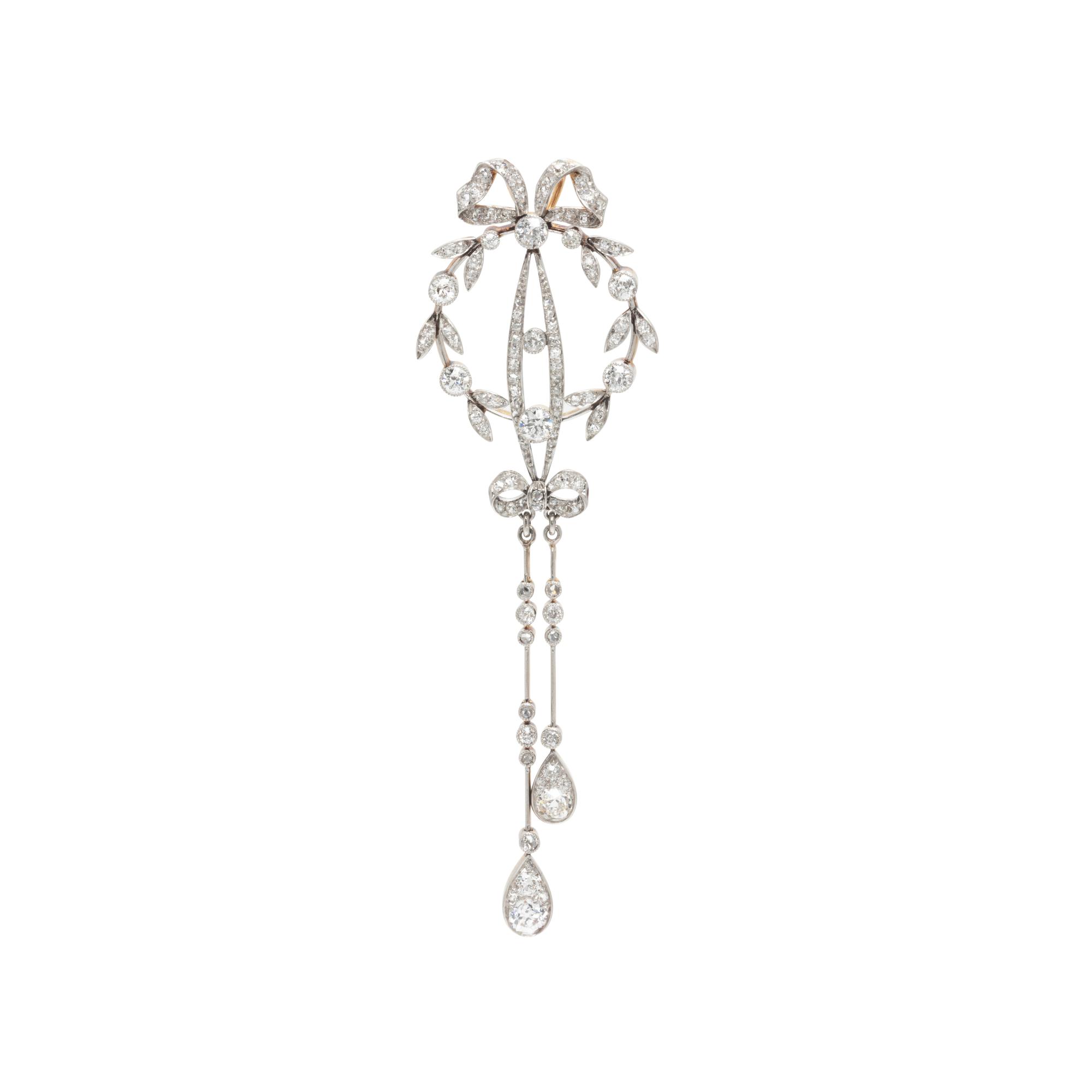 ANTIQUE, PLATINUM-TOPPED GOLD AND DIAMOND PENDANT